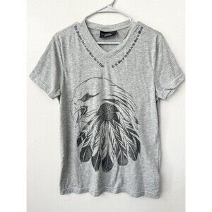 Philipp Plein Graphic T-Shirt Gray Men’s XL Streetwear Eagle Rhinestone Fits L